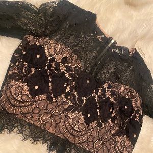 Black lace long sleeve top